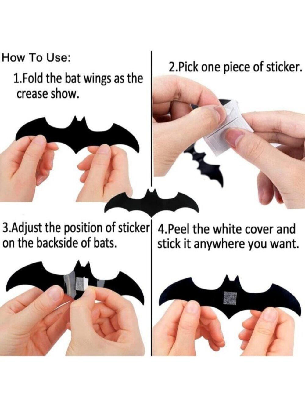 12pcs Halloween Witch Hats + 6 pcs 3D Bats Sticker Costume Accessories for Party - Picture 3 of 5